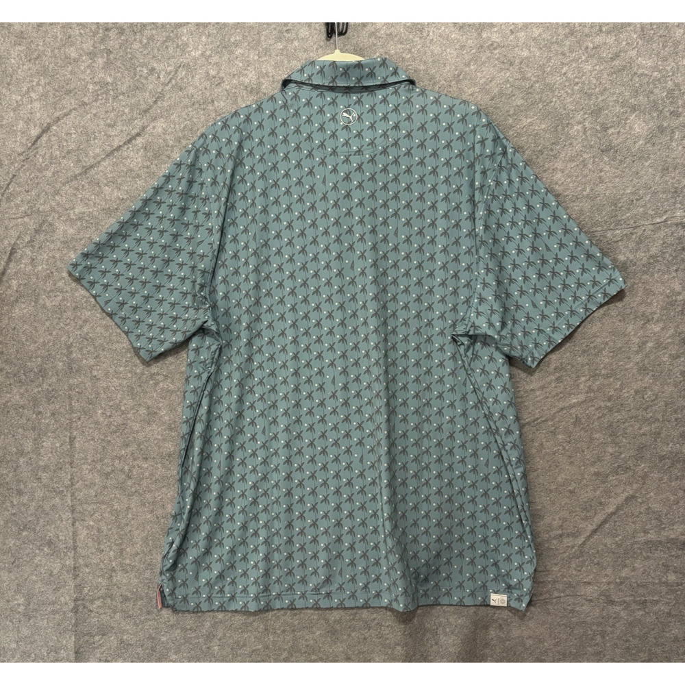 Puma Mattr‎ Palms Golf Polo Mens Sz XL Blue Green Lightweight Stretch - Picture 2 of 8